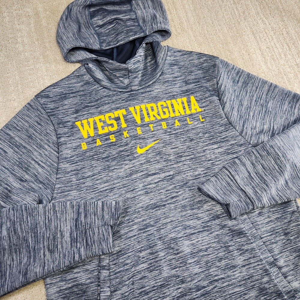 WVU Mountaineers Hoodie Men Medium Basketball Sweatshirt Nike Dri Fit Blue